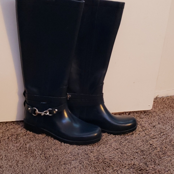 Cobalt blue Lori COACH rubber rainboots